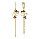 Серьги с английским замком из желтого золота с бриллиантами