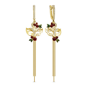 Серьги с английским замком из желтого золота с бриллиантами