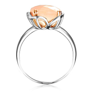 Кольцо из белого золота с кварцем и бриллиантами