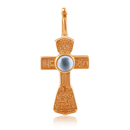Крест из красного золота с фианитом