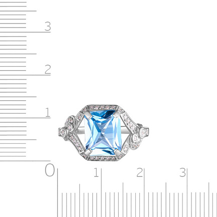 Кольцо из белого золота с топазом, фианитом