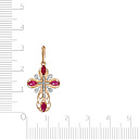 Крест из красного золота с бриллиантами, рубинами