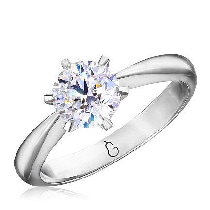 Кольцо помолвочное из белого золота с бриллиантом