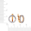 Серьги с английским замком из красного золота с фианитом