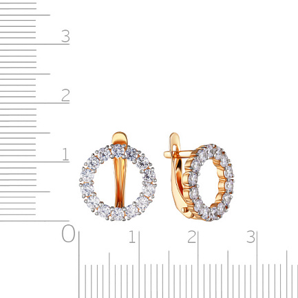 Серьги с английским замком из красного золота с фианитом