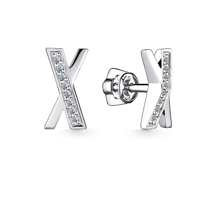 Пусеты из белого золота с бриллиантами