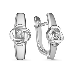 Серьги с английским замком из белого золота с бриллиантами