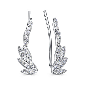 Серьги с английским замком из серебра с фианитом