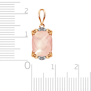 Подвеска из красного золота с бриллиантами, кварцем