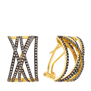 Серьги из желтого золота с бриллиантом