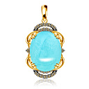 Подвеска из желтого золота с бирюзой, бриллиантами