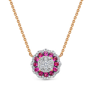 Колье из красного золота с бриллиантами, рубинами