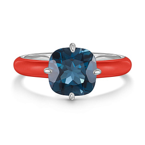 Кольцо из серебра с топазом, эмалью