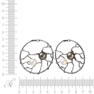 Конго из черненого золота с сапфирами, жемчугами