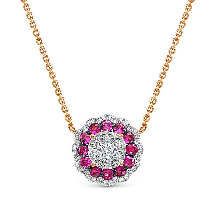 Колье из красного золота с бриллиантами, рубинами