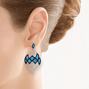 Серьги из серебра с агатом, фианитом