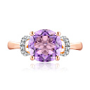 Кольцо из красного золота с бриллиантами, аметистом