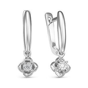 Серьги из белого золота с бриллиантом