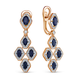 Серьги из красного золота с сапфиром