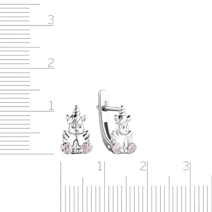 Серьги детские из серебра с фианитом