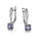 Серьги с английским замком из белого золота с танзанитами