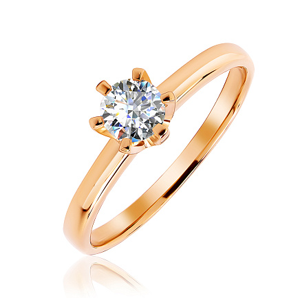 Кольцо помолвочное из красного золота с бриллиантом