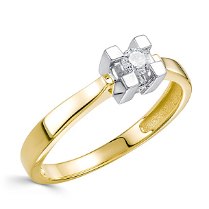 Кольцо из желтого золота с бриллиантом