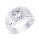 Печатка из белого золота с фианитом