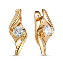 Серьги с английским замком из красного золота с фианитами