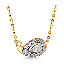 Колье из желтого золота с бриллиантом, плетение якорное