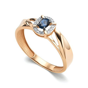 Кольцо из красного золота с бриллиантом