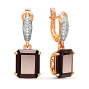 Серьги из красного золота с бриллиантами, гранатами