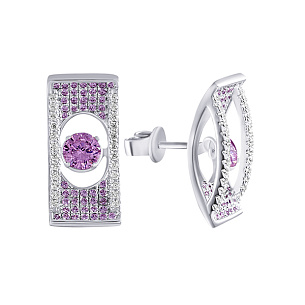 Пусеты из серебра с фианитом