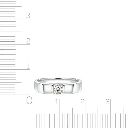 Кольцо обручальное из белого золота с бриллиантом