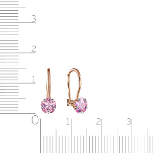 Серьги с французским замком из красного золота с фианитом