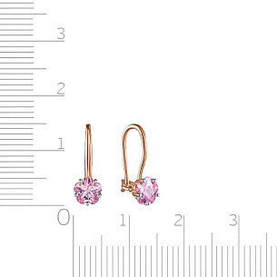 Серьги с французским замком из красного золота с фианитом