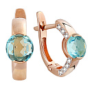 Серьги с английским замком из красного золота с топазом