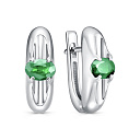Серьги с английским замком из серебра с изумрудами
