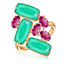 Кольцо из красного золота с агатом, корундом