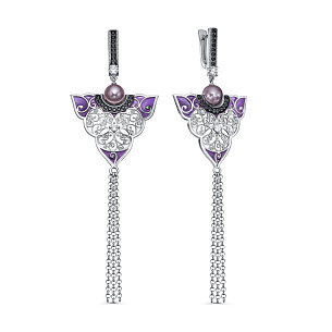 Серьги с английским замком из серебра с жемчугом