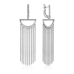 Серьги с английским замком из белого золота с бриллиантами