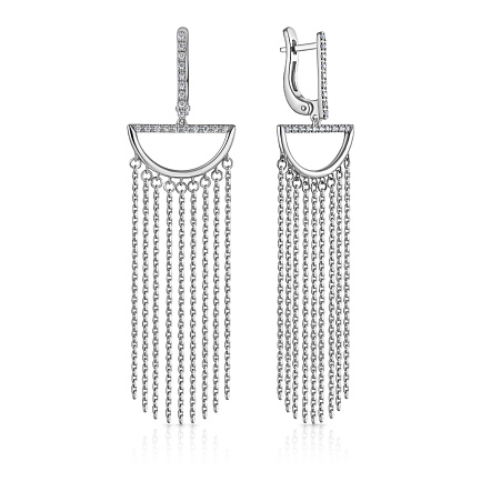 Серьги с английским замком из белого золота с бриллиантами