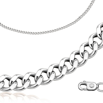 Цепь автомат из серебра, плетение панцирное