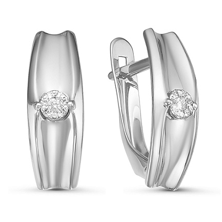 Серьги с английским замком из белого золота с бриллиантами