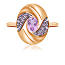 Кольцо из красного золота с аметистом, фианитом