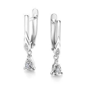 Серьги с английским замком из белого золота с бриллиантами