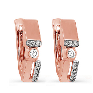 Серьги с английским замком из красного золота с бриллиантами