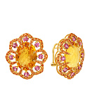 Серьги из желтого золота с сапфирами, цитринами