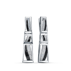 Серьги с английским замком из белого золота с бриллиантами