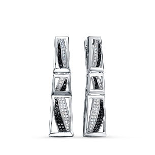 Серьги с английским замком из белого золота с бриллиантами